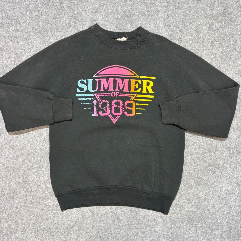Vintage Fruit of the Loom Summer of 1989 Sweatshirt Black Mens Medium USA Made